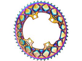 Absolute Black Premium Road Oval 110/4 Chainring M9100/8000 (Asymetrical) - PVD Rainbow 2021
