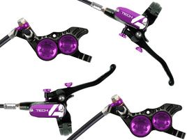 Hope Tech 4 E4 Disc Brake Set Black / Purple - Standard Hose 2024