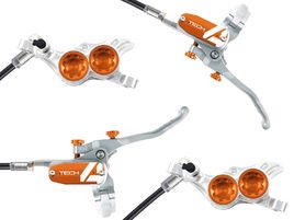 Hope Tech 4 V4 Disc Brake Set Silver / Orange - Standard Hose 2022