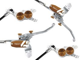 Hope Tech 4 V4 Disc Brake Set Silver / Bronze - Braided Hose 2024