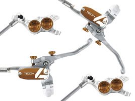 Hope Tech 4 E4 Disc Brake Set Silver / Bronze - Braided Hose 2024
