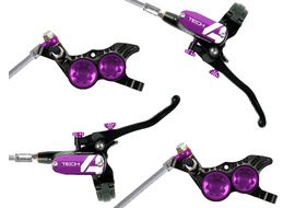 Hope Tech 4 E4 Disc Brake Set Black / Purple - Braided Hose 2024