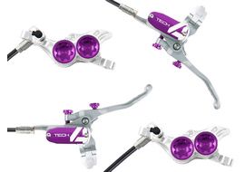 Hope Tech 4 V4 Disc Brake Set Silver / Purple - Standard Hose 2024