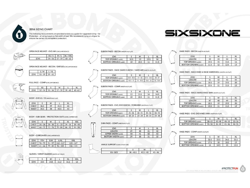 661 Evo Pressure Suit Size Chart